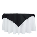 100% Cotton 54"x54" Table Overlay Square Tablecloth Black Linen - Soft & Breathable Fabric Table Topper