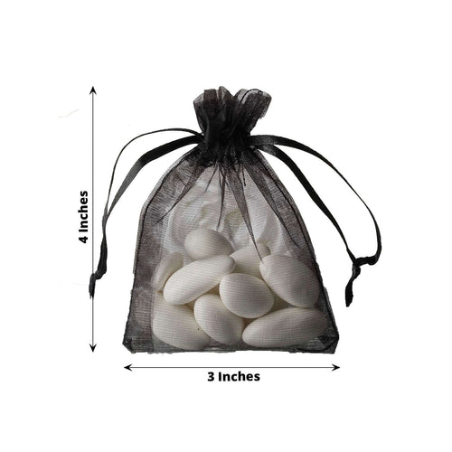 10 Pack 3"x4" Black Organza Drawstring Wedding Party Favor Gift Bags - Clearance SALE