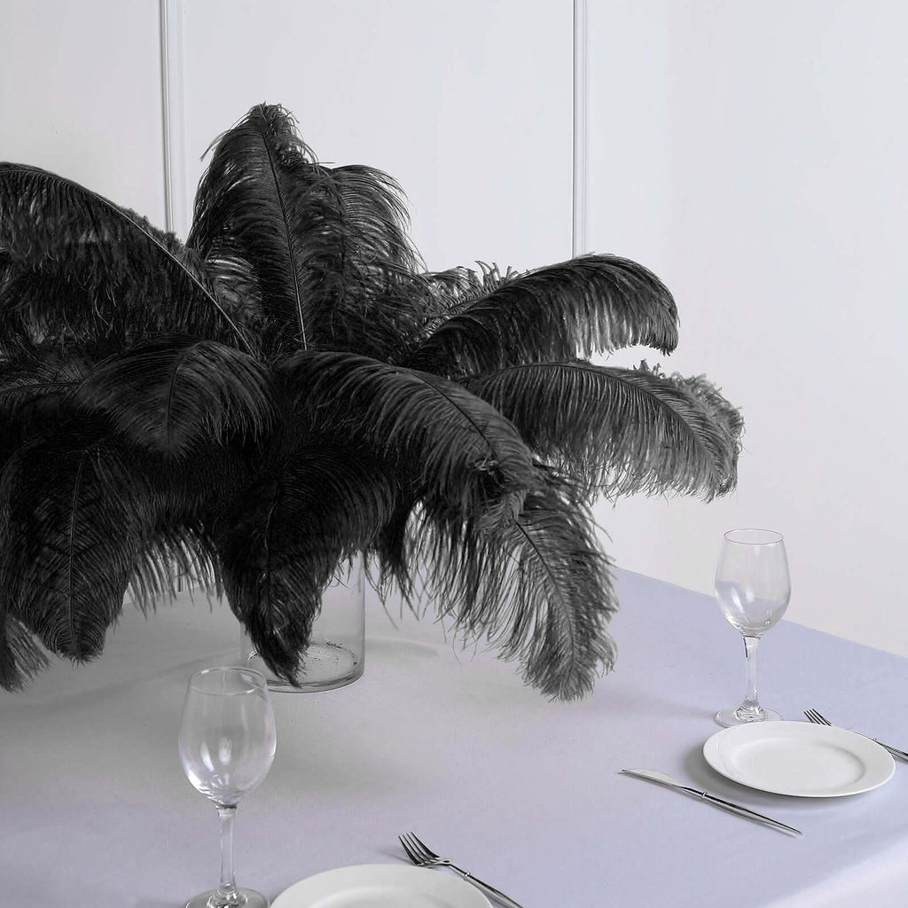 12 Pack Black Natural Plume Ostrich Feathers Centerpiece Filler - 24"-26"