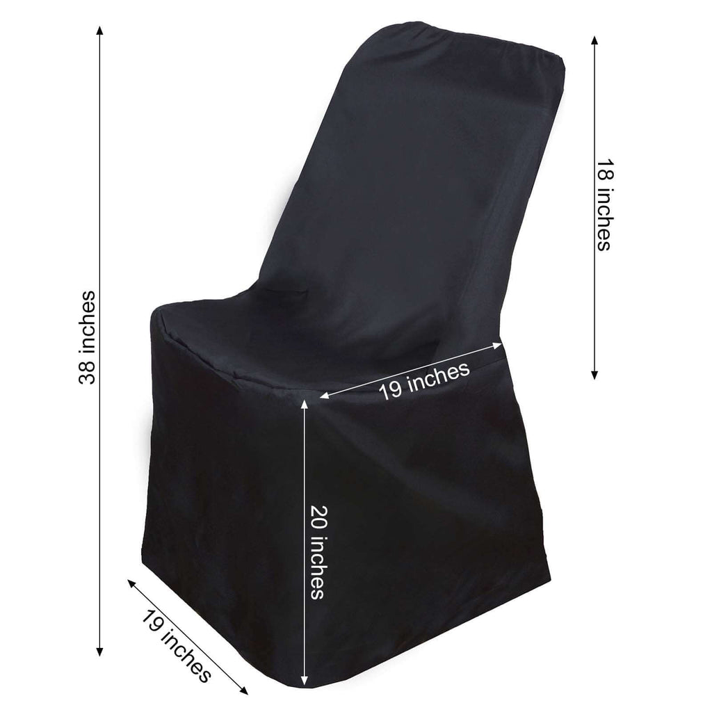 Polyester Chair Cover for Folding Lifetime Chairs Black - Reusable Durable Slip-On Cover