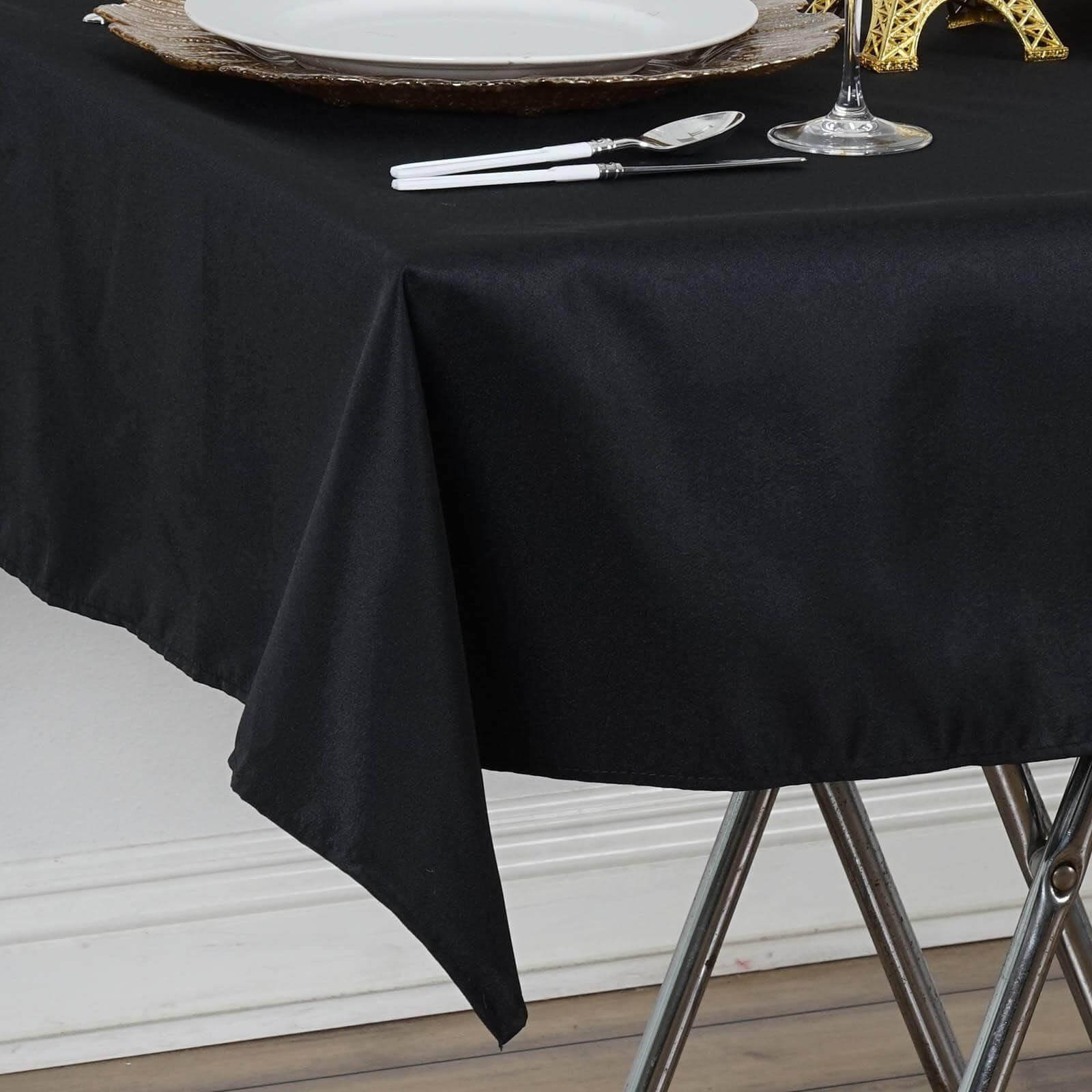 Premium Polyester 54"x54" Square Tablecloth Black - Stain and Wrinkle-Resistant 220GSM Finish for Weddings & Events