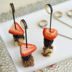 100-Pack Bamboo Cocktail Sticks Black Loop Ring Decorative Top Design - Eco Friendly Party Picks 5"