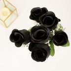 12 Bushes Black Artificial Premium Silk Flower Rose Bud Bouquets