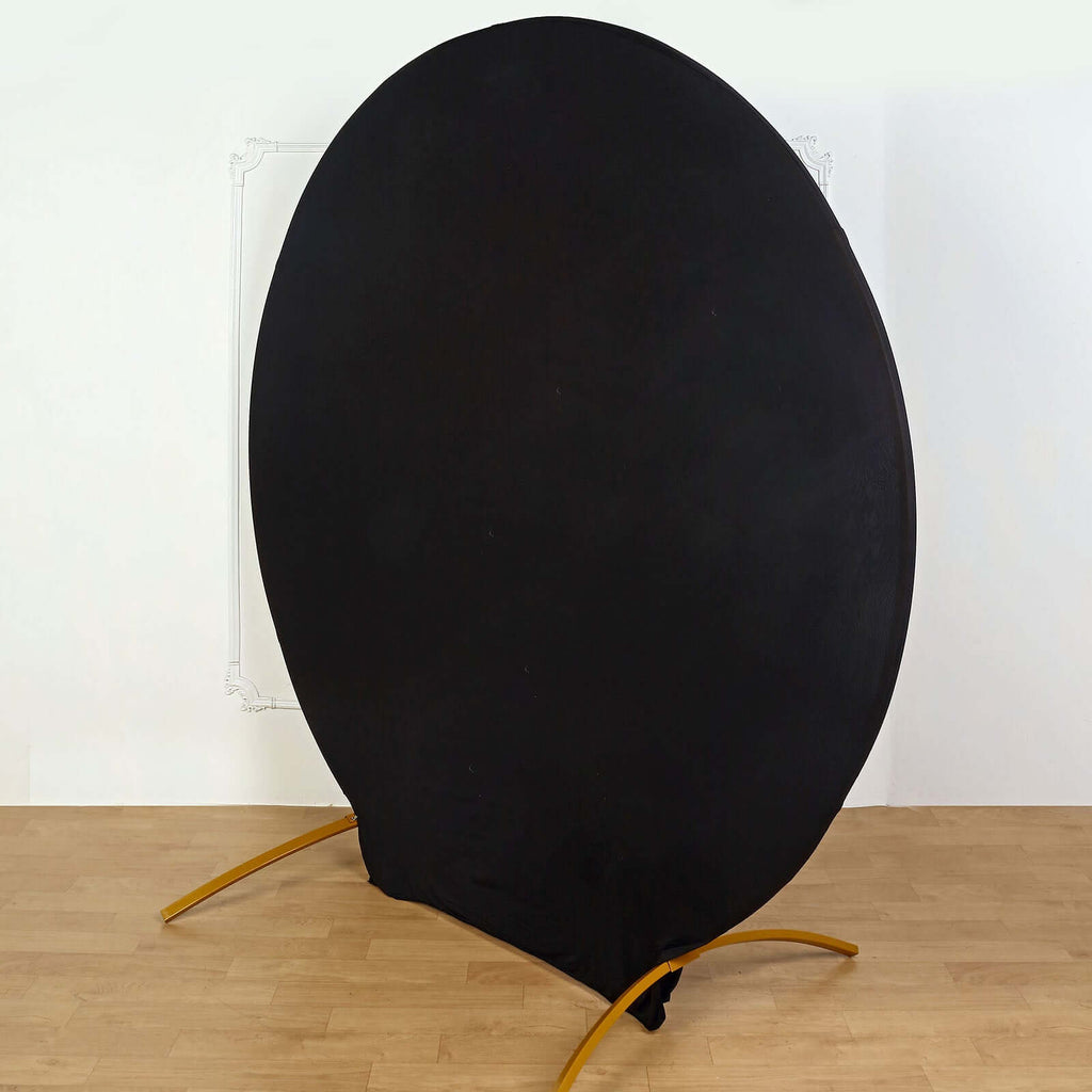 7.5ft Black Round Spandex Fit Party Backdrop Stand Cover