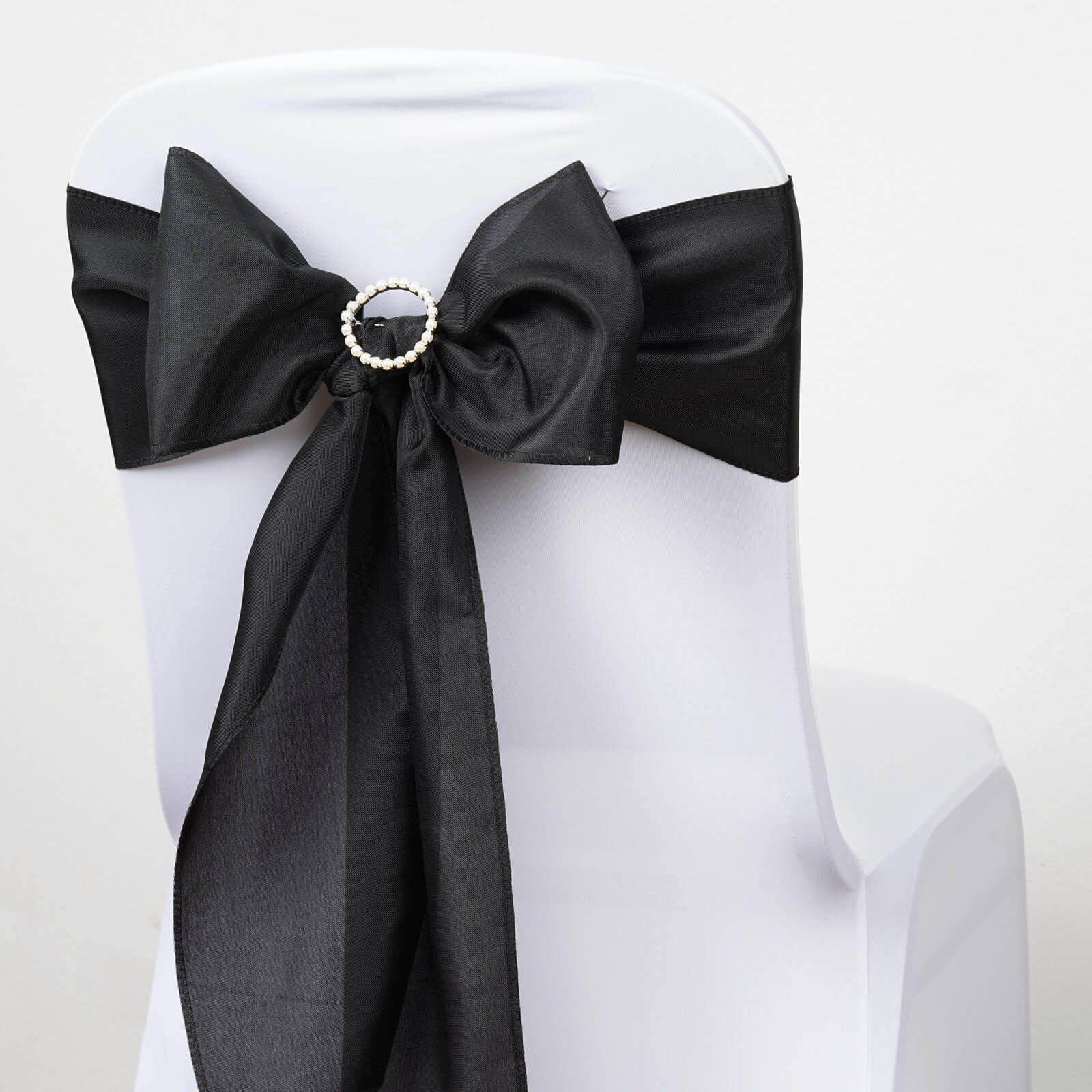 5 Pack Polyester Chair Sashes Black - Subtle Elegance for Special Occasions 6"x108"