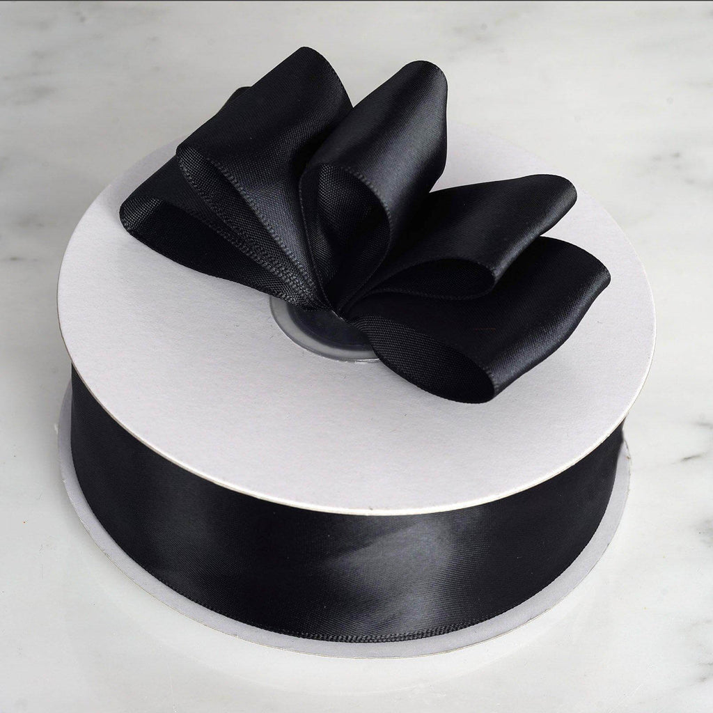 50 Yards 1.5" Black Single Face Decorative Satin Ribbon