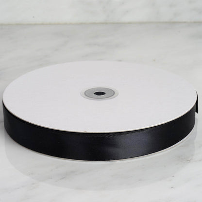 100 Yards 7/8" Black Single Face Decorative Satin Ribbon