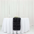 Rosette Satin 14"x108" Table Runner Black - Grandiose Design