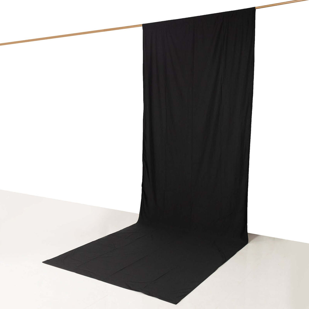 Black Scuba Polyester Event Curtain Drapes, Durable Flame Resistant Backdrop Event Panel Wrinkle Free with Rod Pockets - 5ftx14ft - Bell Racket Store