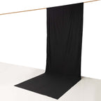 Black Scuba Polyester Event Curtain Drapes, Durable Flame Resistant Backdrop Event Panel Wrinkle Free with Rod Pockets - 5ftx14ft - Bell Racket Store