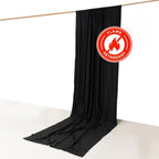 Black Scuba Polyester Event Curtain Drapes, Durable Flame Resistant Backdrop Event Panel Wrinkle Free with Rod Pockets - 5ftx14ft - Bell Racket Store