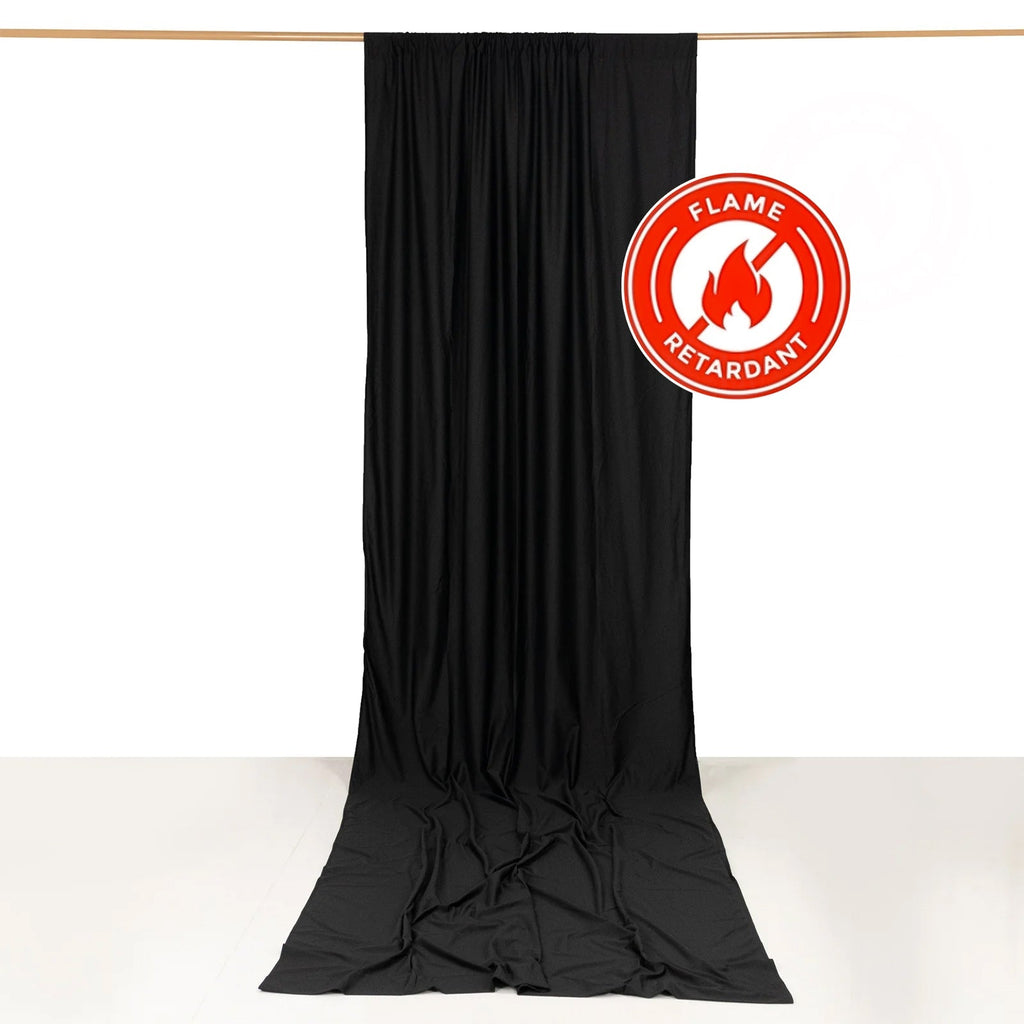 Black Scuba Polyester Event Curtain Drapes, Durable Flame Resistant Backdrop Event Panel Wrinkle Free with Rod Pockets - 5ftx14ft - Bell Racket Store