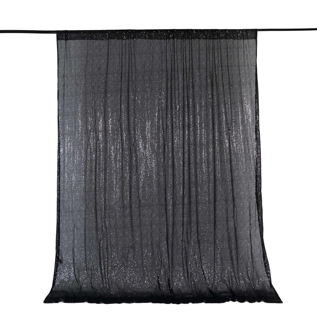 8ftx8ft Black Sequin Event Curtain Drapes, Backdrop Event Panel