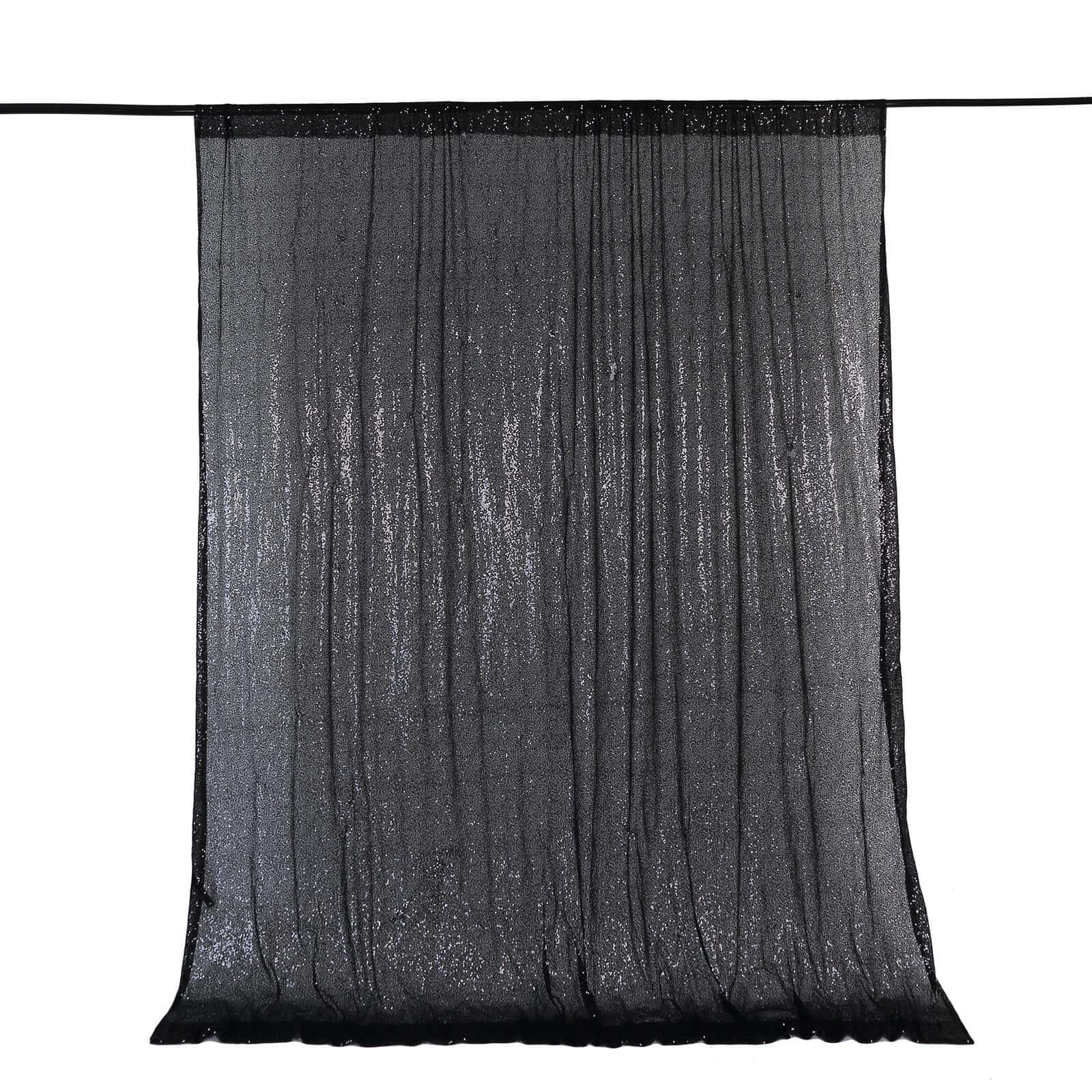 8ftx8ft Black Sequin Event Curtain Drapes, Backdrop Event Panel