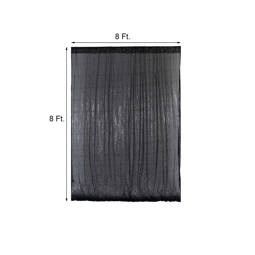 8ftx8ft Black Sequin Event Curtain Drapes, Backdrop Event Panel