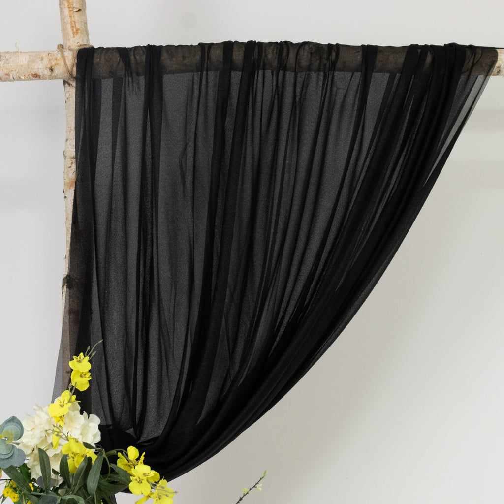 Black Sheer Backdrop Drape â€“ 5ft x 14ft Wedding Arch & Ceiling Decor Panel, Wrinkle Free with Soft Shimmer - Bell Racket Store