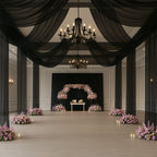 Black Sheer Backdrop Drape â€“ 5ftx32ft Wedding Arch & Ceiling Decor Panel, Wrinkle Free with Soft Shimmer - Bell Racket Store