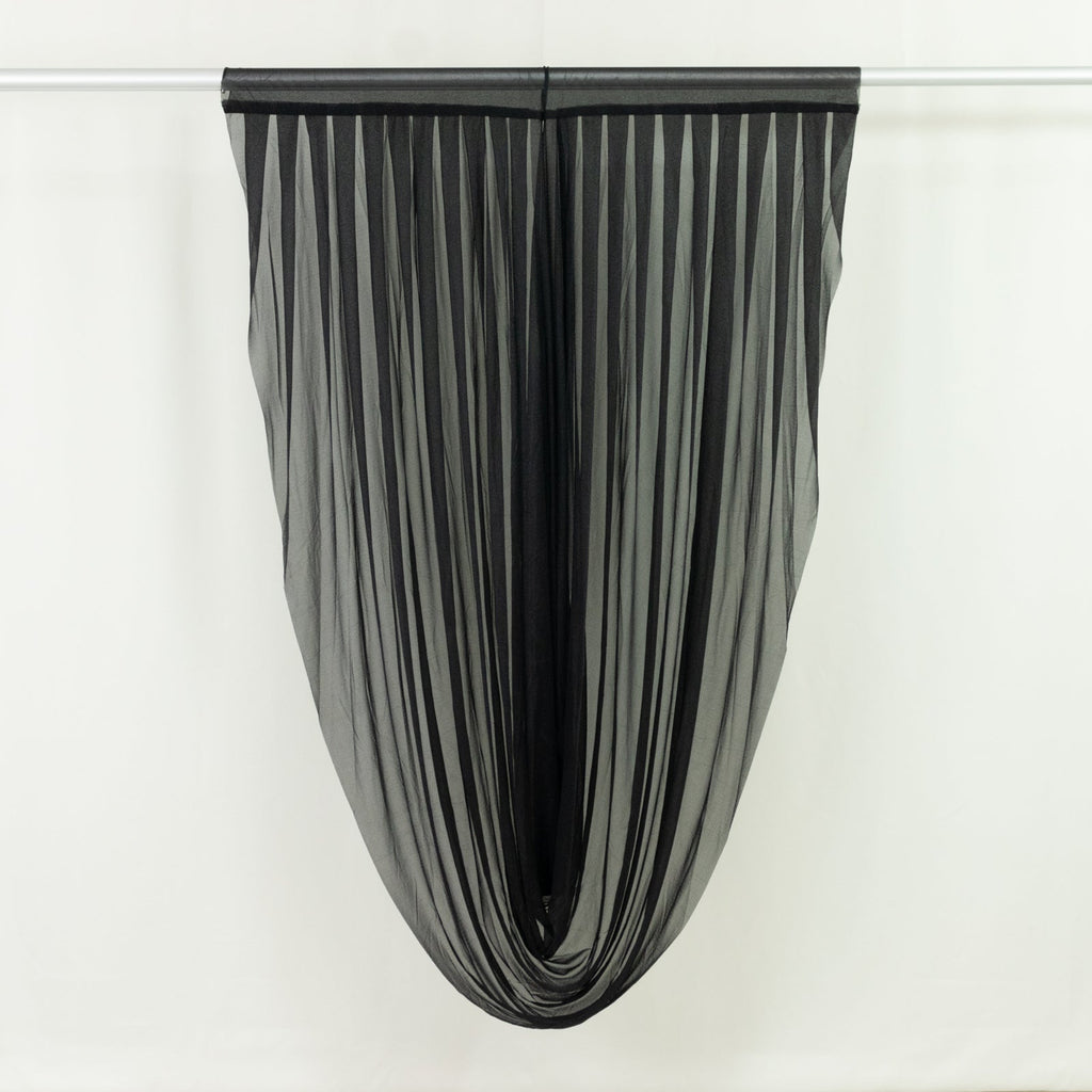 Black Sheer Chiffon Valance Curtain 4ft x 6ft â€“ Wedding Arch Drape with Rod Pocket, Voile Backdrop Panel - Bell Racket Store