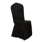 Black Spandex Banquet Chair Cover with Ruffle Skirt & Cross Back Sash â€“ Stretch Slipcover for Events - Bell Racket Store