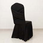 Black Spandex Banquet Chair Cover with Ruffle Skirt & Cross Back Sash â€“ Stretch Slipcover for Events - Bell Racket Store