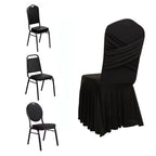 Black Spandex Banquet Chair Cover with Ruffle Skirt & Cross Back Sash â€“ Stretch Slipcover for Events - Bell Racket Store