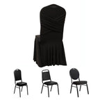 Black Spandex Banquet Chair Cover with Ruffle Skirt & Cross Back Sash â€“ Stretch Slipcover for Events - Bell Racket Store