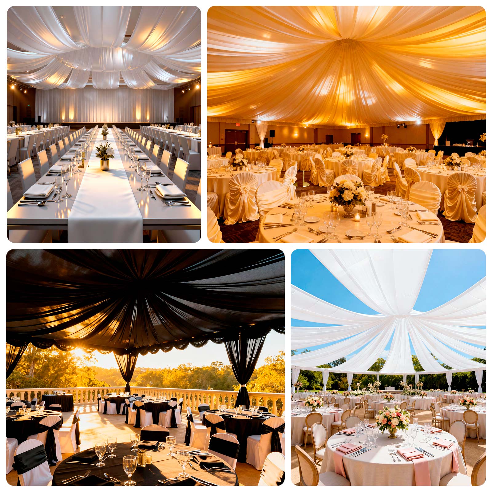 Black Spandex Ceiling Drape Panel, 5ft x 32ft â€” Wrinkle - Free 4 - Way Stretch Fabric, Extra - Long Curtain for Event Ceiling or Backdrop DÃ©cor - Bell Racket Store