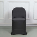 Stretch Spandex Chair Cover Black for Folding Chairs - Reusable & Wrinkle-Resistant 160GSM Fitted Slipcover for a Polished Look