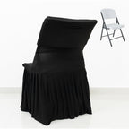 Black Spandex Pleated Lifetime Folding Chair Cover â€“ Stretch Slipcover with Floor - Length Skirt, Also Fits Standard Chairs - Bell Racket Store