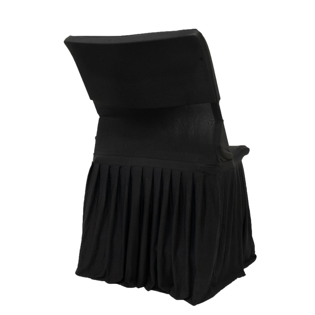 Black Spandex Pleated Lifetime Folding Chair Cover â€“ Stretch Slipcover with Floor - Length Skirt, Also Fits Standard Chairs - Bell Racket Store