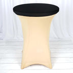 Spandex Table Top Cover Black Fitted Cocktail Topper - Wrinkle-Free Table Topper