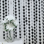 Black Star Chain Foil Fringe Curtain Party Backdrop, Metallic Black Tinsel Streamer Party Decor - Door Window Foil Curtain - 3ftx6.5ft - Bell Racket Store