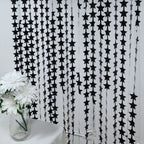 Black Star Chain Foil Fringe Curtain Party Backdrop, Metallic Black Tinsel Streamer Party Decor - Door Window Foil Curtain - 3ftx6.5ft - Bell Racket Store