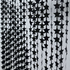Black Star Chain Foil Fringe Curtain Party Backdrop, Metallic Black Tinsel Streamer Party Decor - Door Window Foil Curtain - 3ftx6.5ft - Bell Racket Store