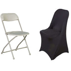 Stretch Spandex Chair Cover Black for Folding Chairs - Reusable & Wrinkle-Resistant 160GSM Fitted Slipcover for a Polished Look