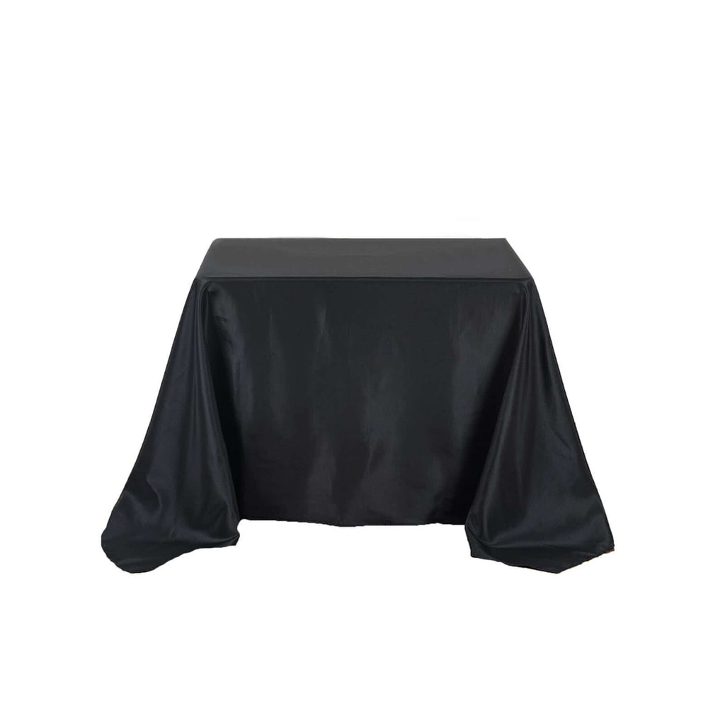 Polyester Square 90"x90" Tablecloth Black - Wrinkle-Resistant & Durable Table Cover for Events