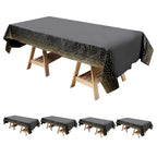 5-Pack Plastic Table Covers Black Rectangle with Gold Confetti Dots - Durable PVC Disposable Tablecloths for Events 54"x108"
