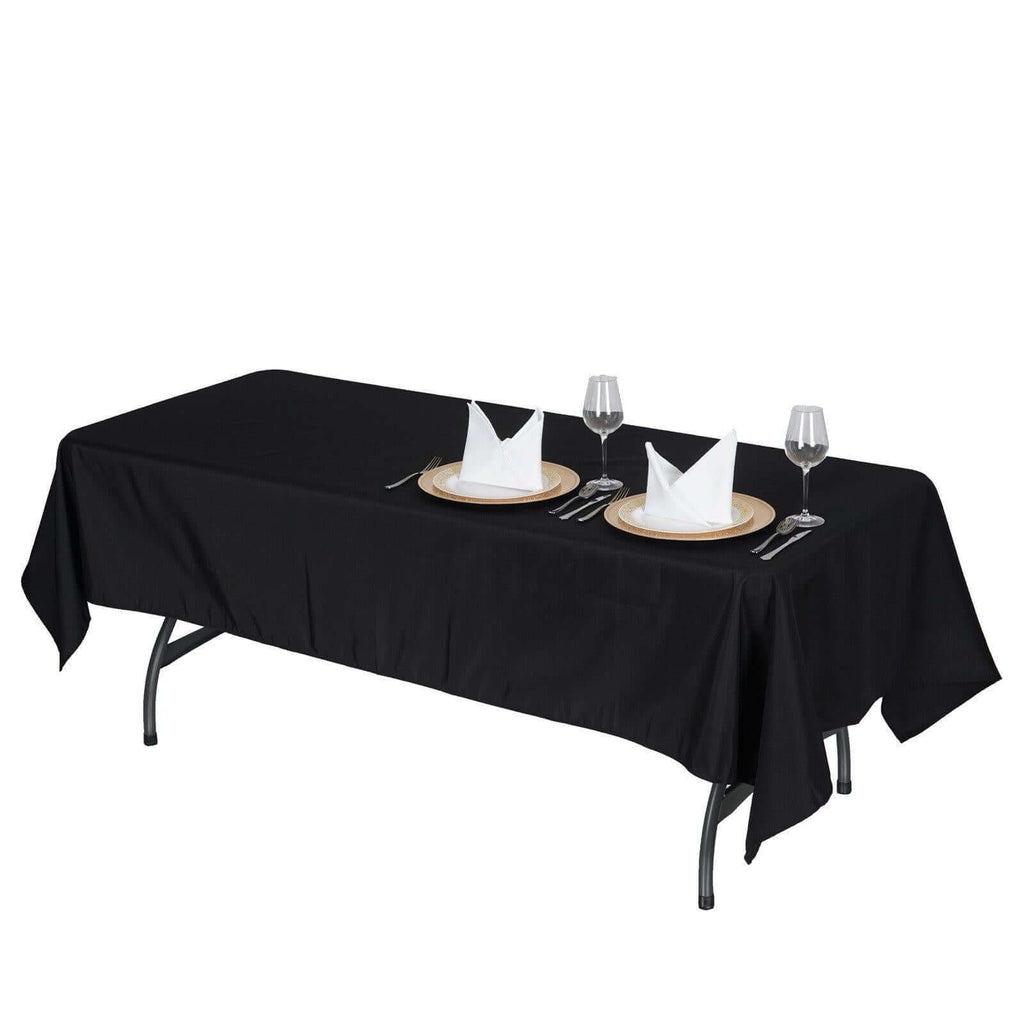 Premium Polyester 60"x102" Rectangle Tablecloth Black - Durable 220GSM Wrinkle-Resistant Table Cover for Weddings & Events