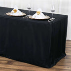 Fitted Polyester 72"x30" Rectangle Tablecloth Black - Sleek and Durable for Events