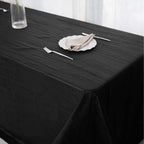 Taffeta 90"x156" Rectangle Tablecloth Black - Accordion Crinkle Seamless Table Cover