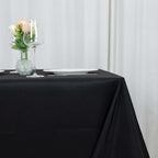 Premium Polyester 90"x90" Table Overlay Square Tablecloth Black 220GSM Wrinkle-Resistant Table Cover