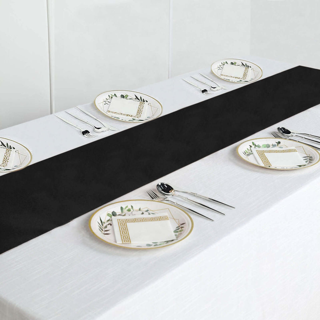 Polyester 12"x108" Table Runner Black - Durable & Wrinkle-Resistant Table Decor