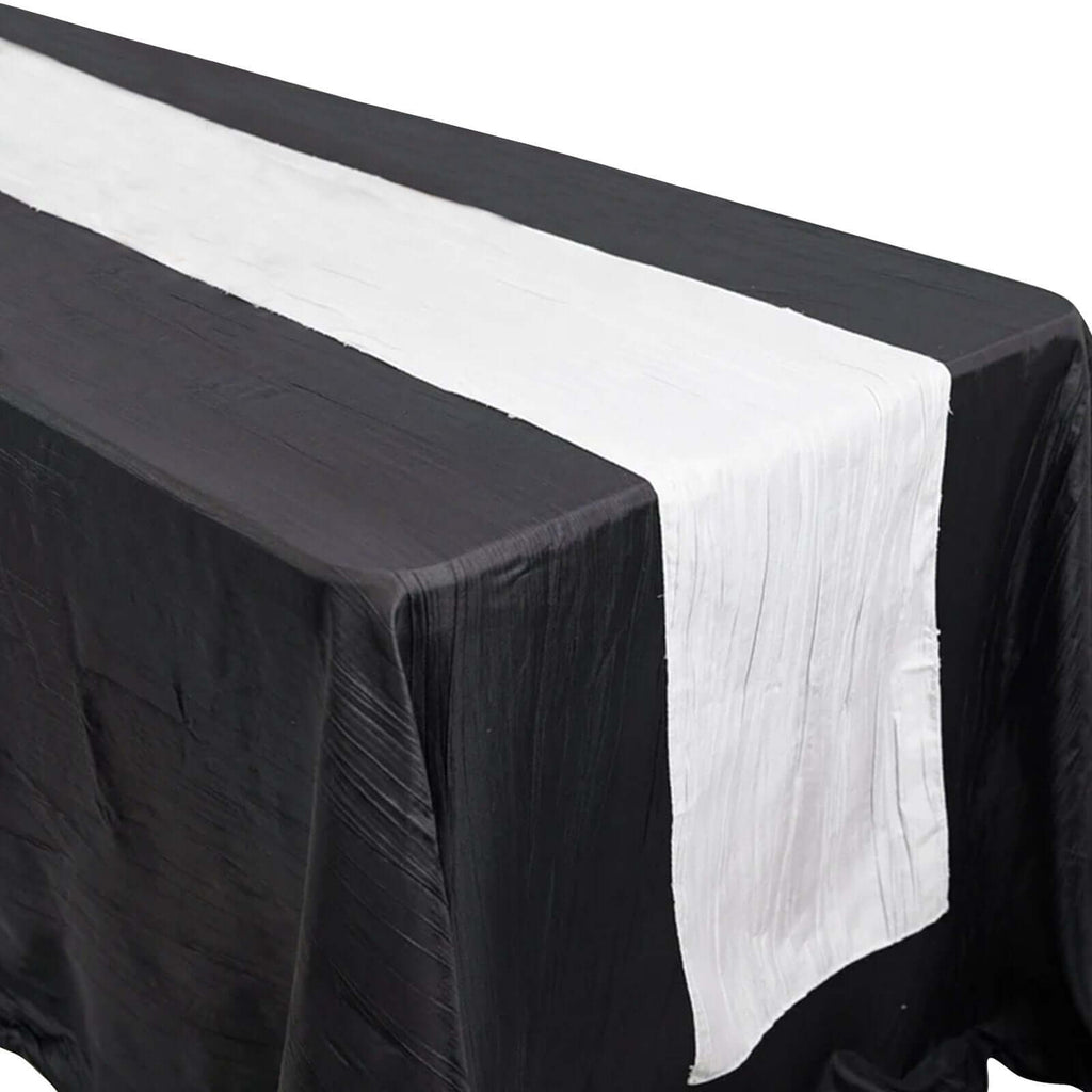 Taffeta 12"x108" Table Runner White - Accordion Crinkle Design for Modern Gatherings
