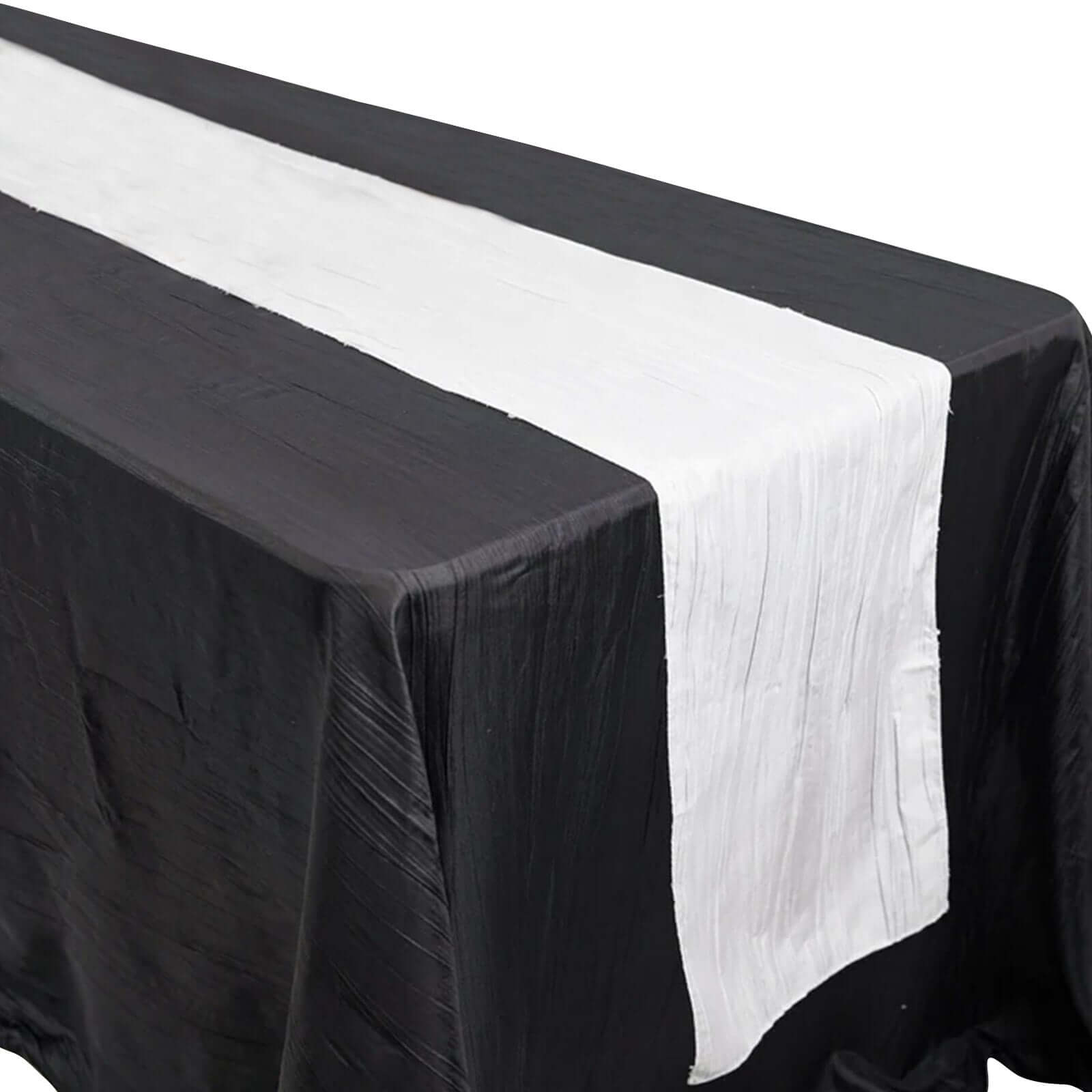 Taffeta 12"x108" Table Runner White - Accordion Crinkle Design for Modern Gatherings