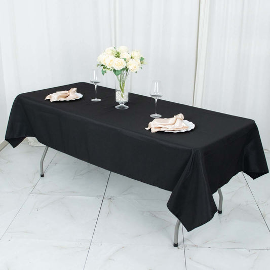 Premium Polyester 54"x96" Rectangle Tablecloth Black - Durable 220GSM Stain-Resistant Fabric Table Cover