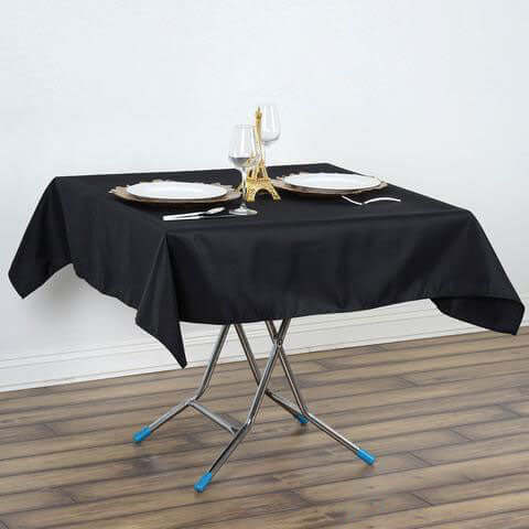 Premium Polyester 54"x54" Square Tablecloth Black - Stain and Wrinkle-Resistant 220GSM Finish for Weddings & Events