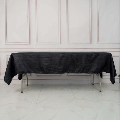 Taffeta 60"x102" Rectangle Tablecloth Black - Accordion Crinkle Table Cover