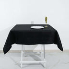 100% Cotton 54"x54" Square Tablecloth Black Linen - Soft & Breathable Fabric Table Cover