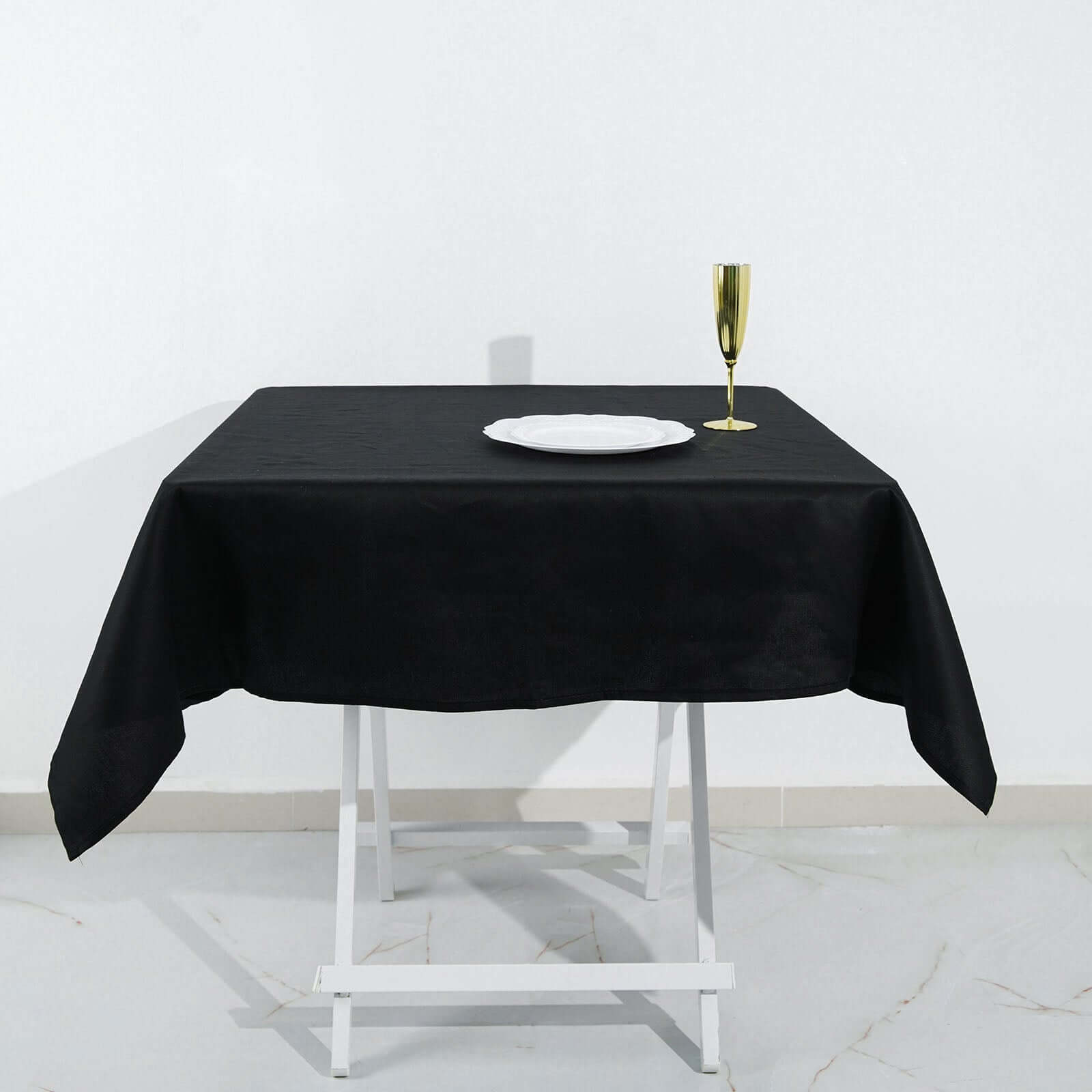 100% Cotton 54"x54" Square Tablecloth Black Linen - Soft & Breathable Fabric Table Cover