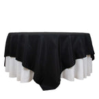 Premium Polyester 90"x90" Table Overlay Square Tablecloth Black 220GSM Wrinkle-Resistant Table Cover